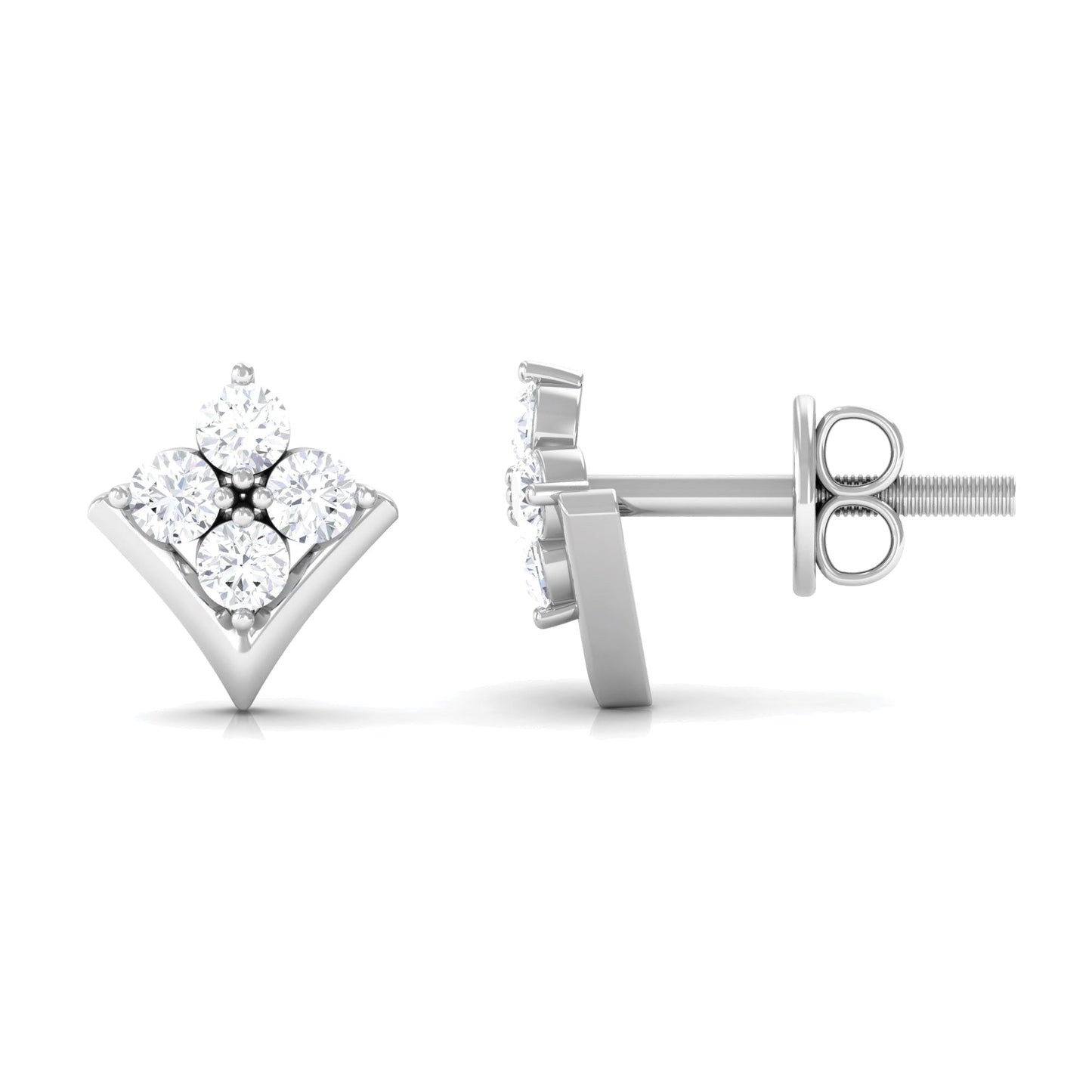 Certified Moissanite Flower Stud Earrings with Screw Backs