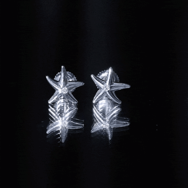 Bezel Set Round Moissanite Starfish Stud Earrings