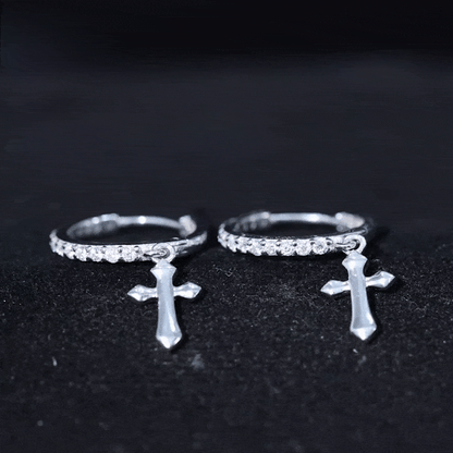 Certified Moissanite Cross Drop Earrings