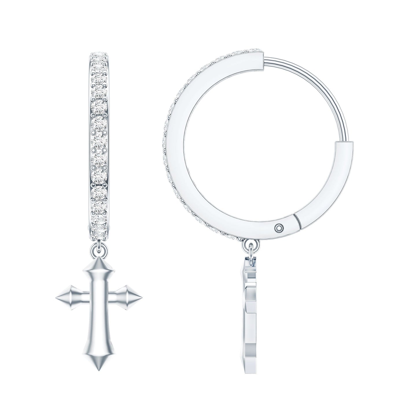 Certified Moissanite Cross Drop Earrings