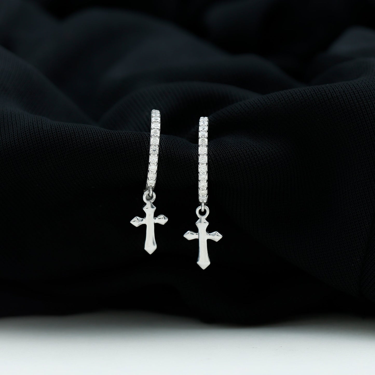 Certified Moissanite Cross Drop Earrings