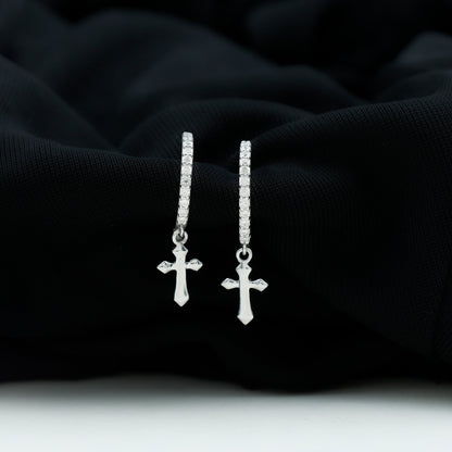 Certified Moissanite Cross Drop Earrings