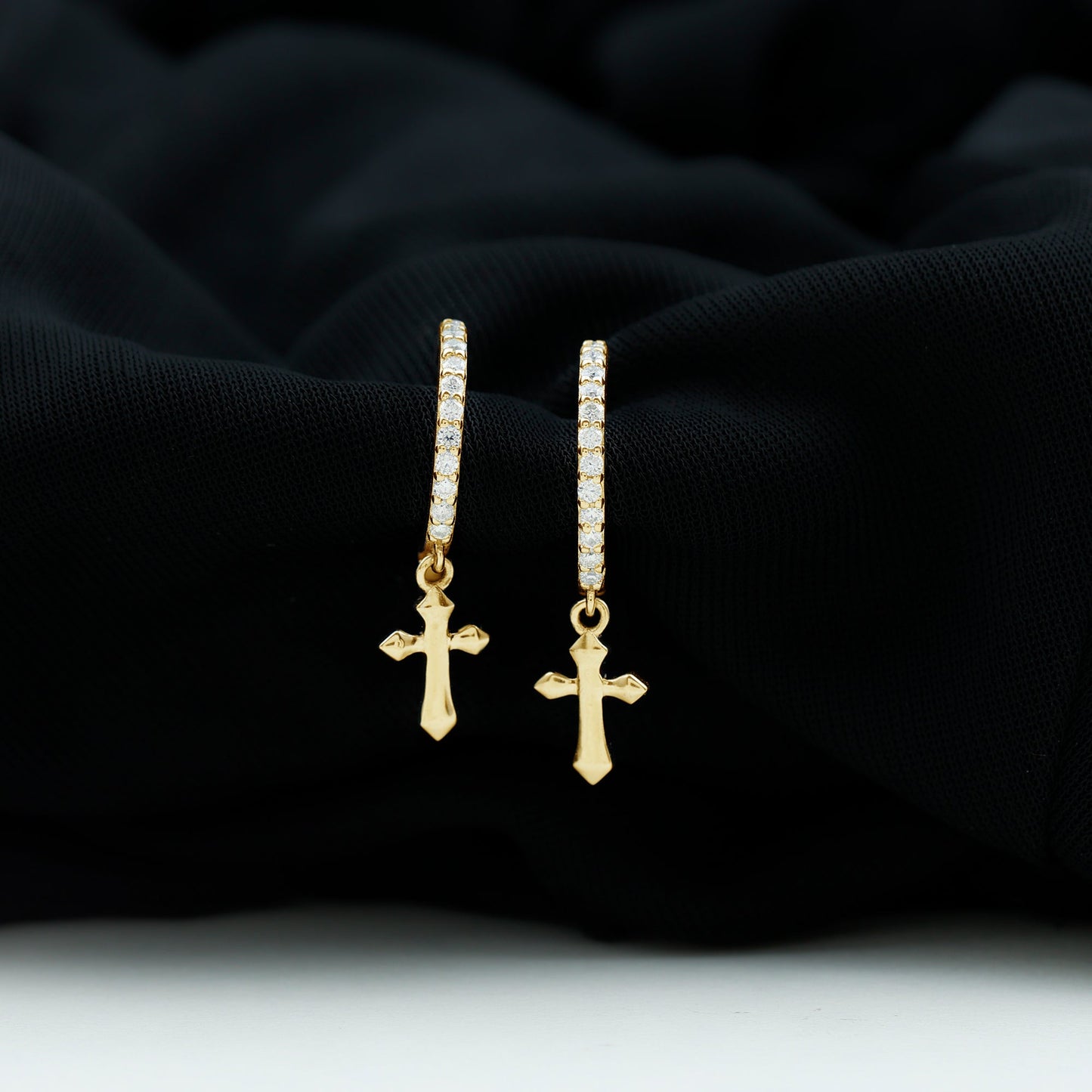 Certified Moissanite Cross Drop Earrings