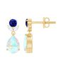 1.4 Carat Ethiopian Opal Teardrop Earrings with Lab Blue Sapphire