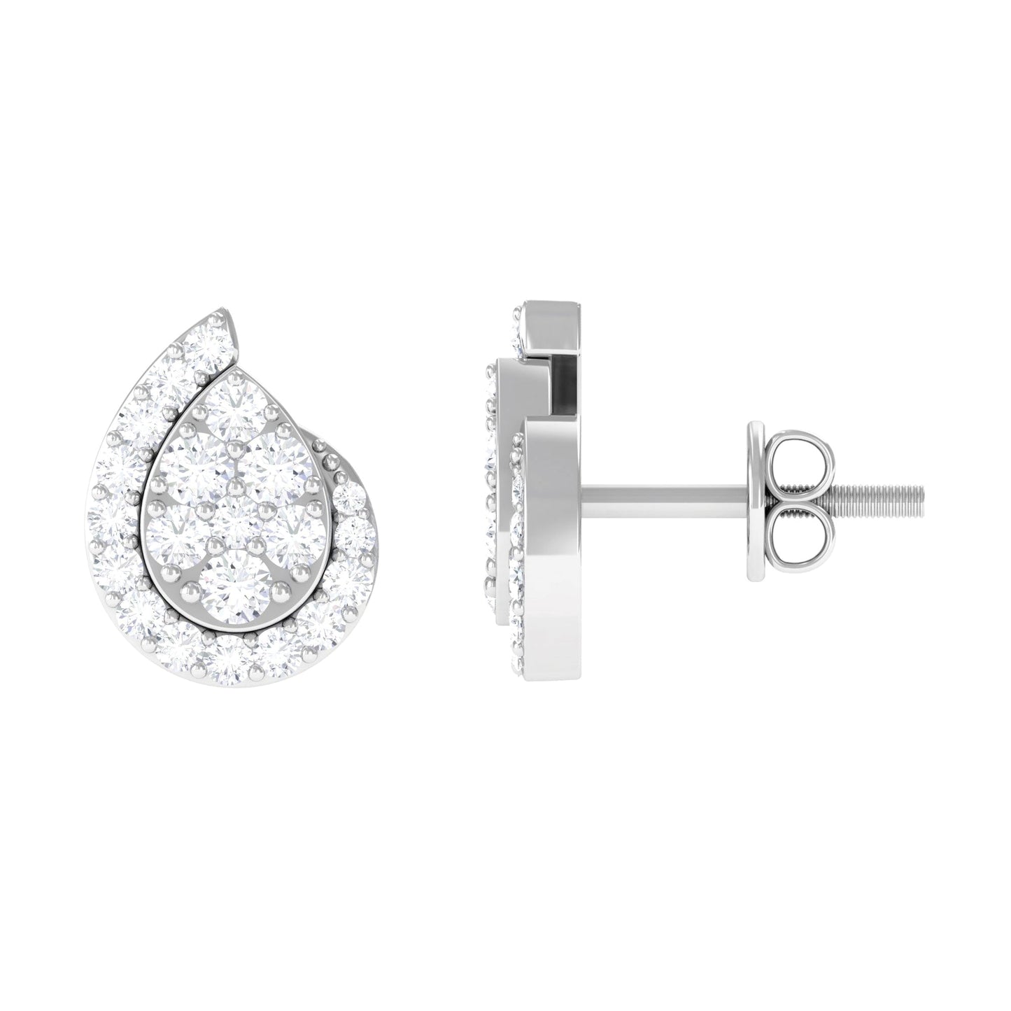 Real Diamond Designer Teardrop Stud Earrings