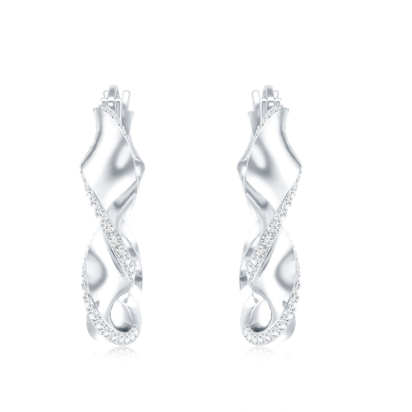 Lab Grown Diamond Twisted Hoop Earrings with Snap Back