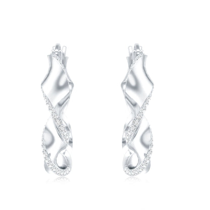 Lab Grown Diamond Twisted Hoop Earrings with Snap Back