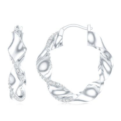 Lab Grown Diamond Twisted Hoop Earrings with Snap Back