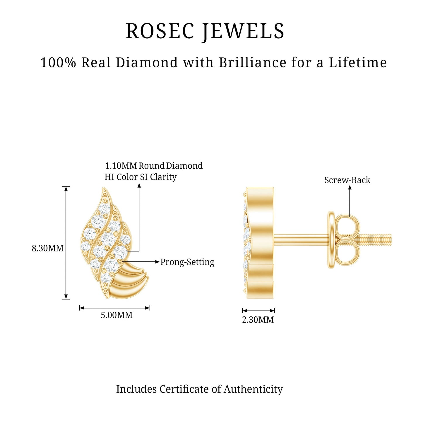 Contemporary Diamond Stud Earrings with Certificate