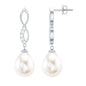 Genuine Freshwater Pearl and Diamond Infinity Drop Earrings