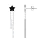 Moissanite Chain Star Dangle Earrings with Black Enamel