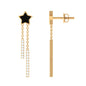 Moissanite Chain Star Dangle Earrings with Black Enamel