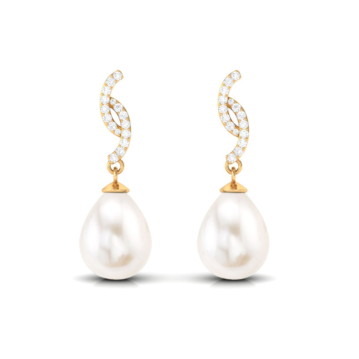 Freshwater Pearl Contemporary Drop Earring with Diamond