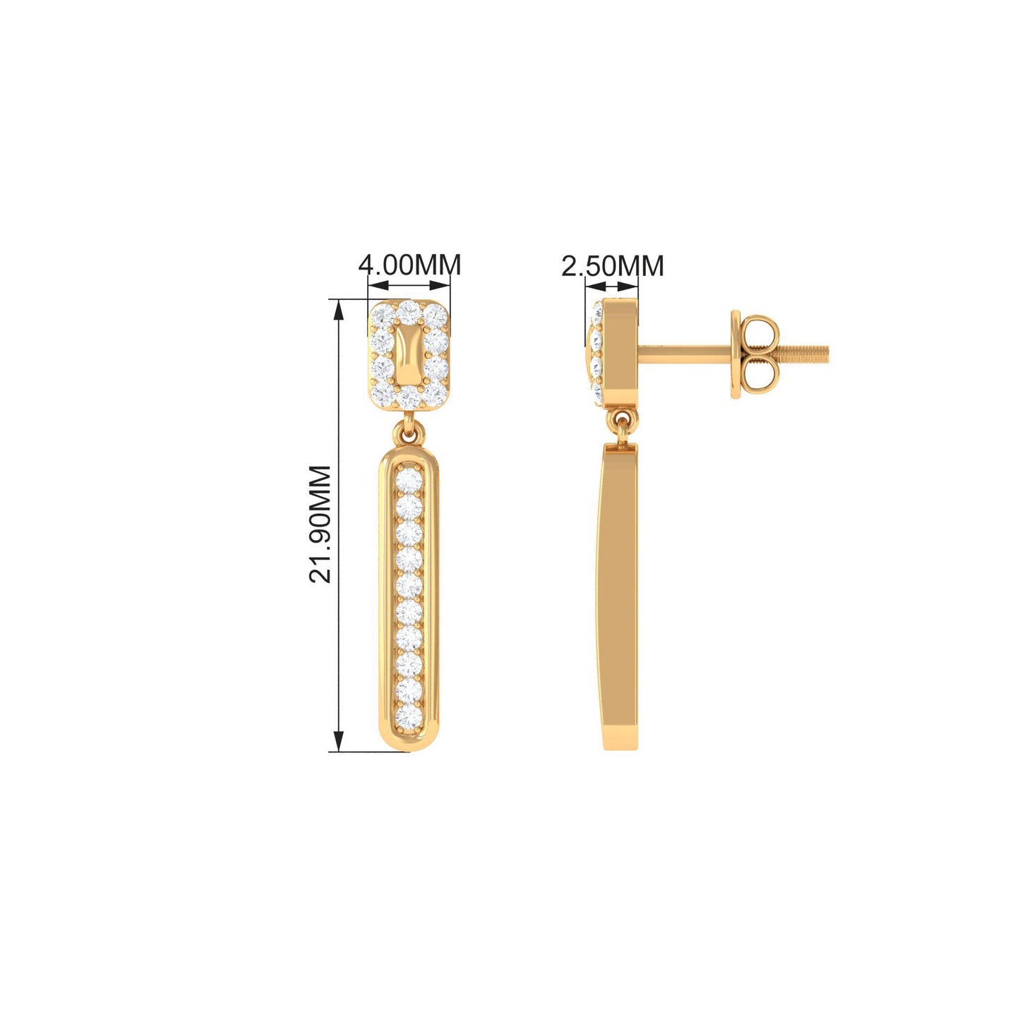 Certified Moissanite Bar Dangle Earrings for Women