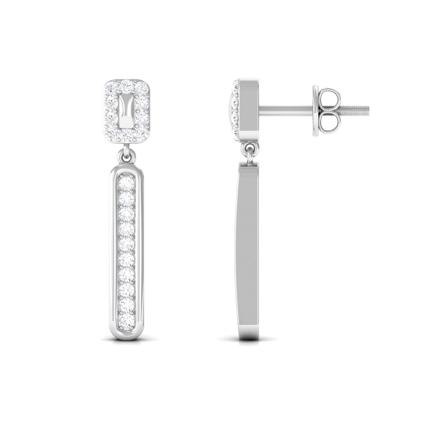 Certified Moissanite Bar Dangle Earrings for Women