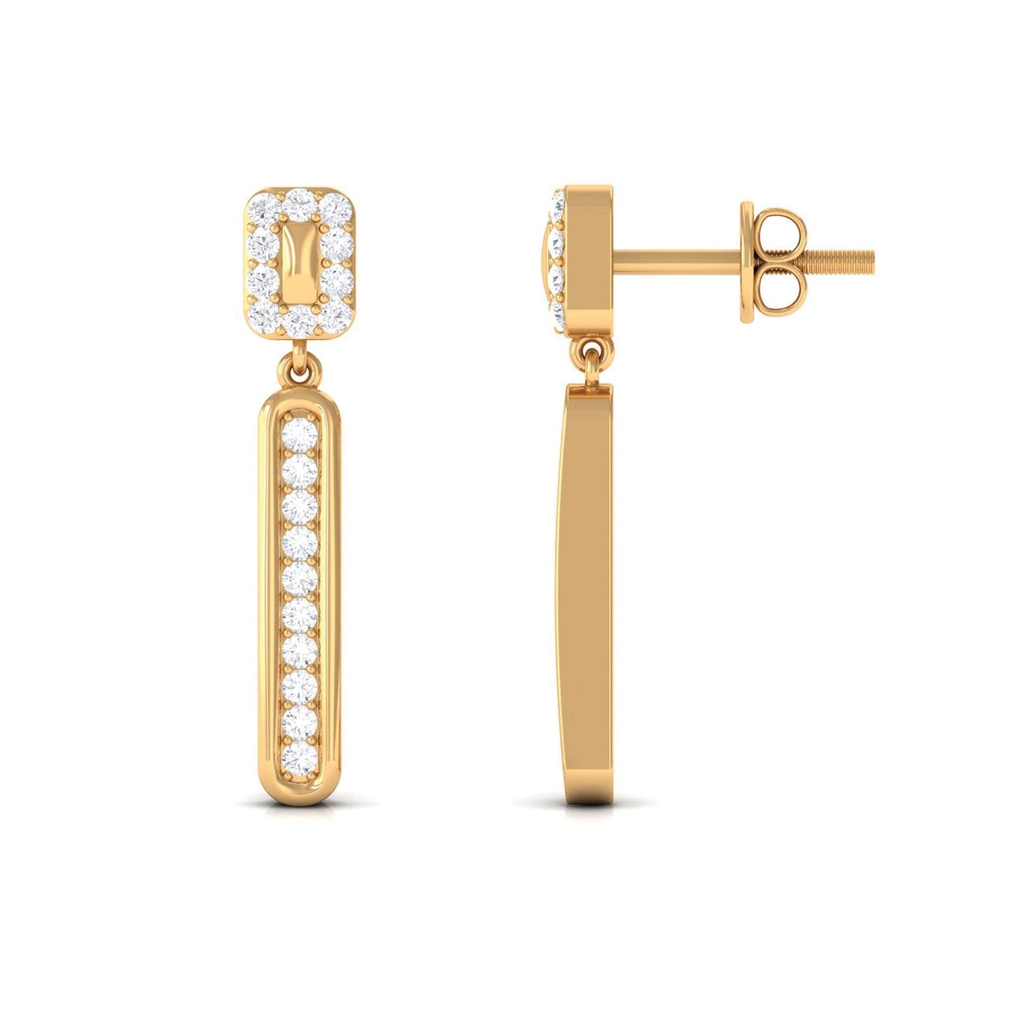 Certified Moissanite Bar Dangle Earrings for Women