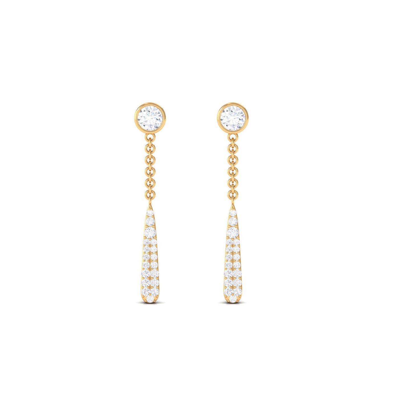 Certified Moissanite Chain Dangle Earrings with Screw Back