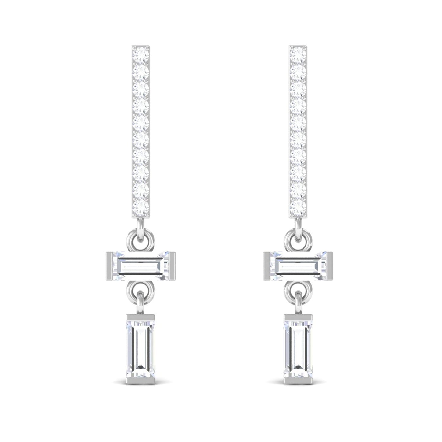 Certified Moissanite Dangle Drop Earrings with Screw Back