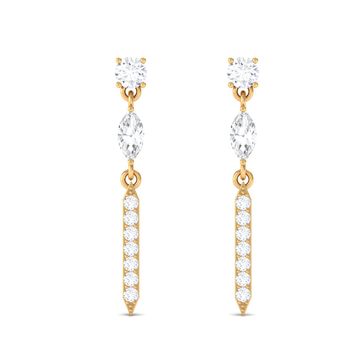 Moissanite Minimal Dangle Earrings with Screw Back