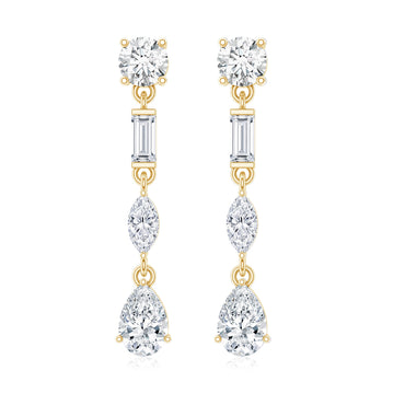Certified Moissanite Wedding Dangle Earrings For Bride