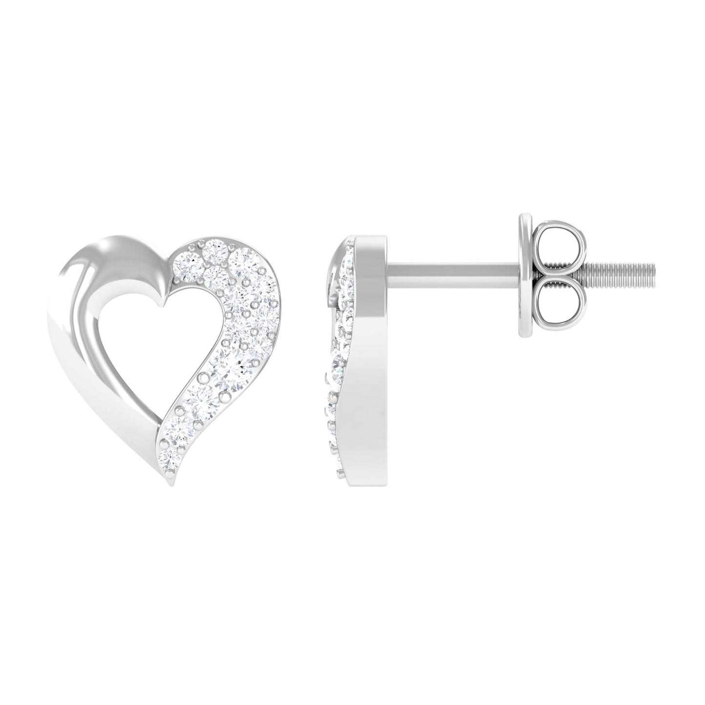 Certified Moissanite Heart Stud Earrings For Her