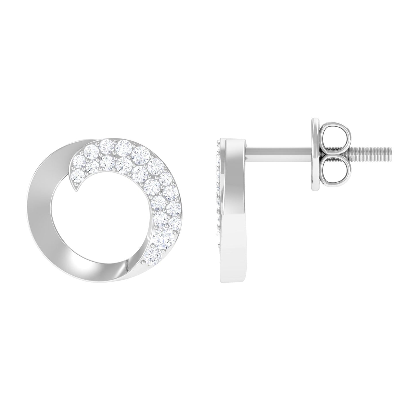 Certified Moissanite Circle Earrings with Screw Back