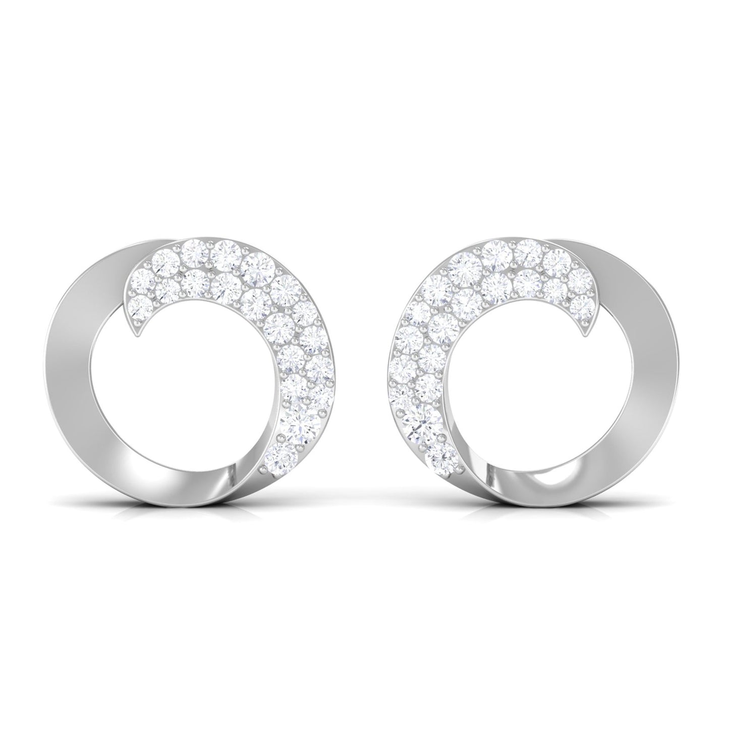Certified Moissanite Circle Earrings with Screw Back