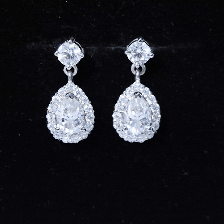2.50 CT Moissanite Teardrop Bridal Earrings in Silver