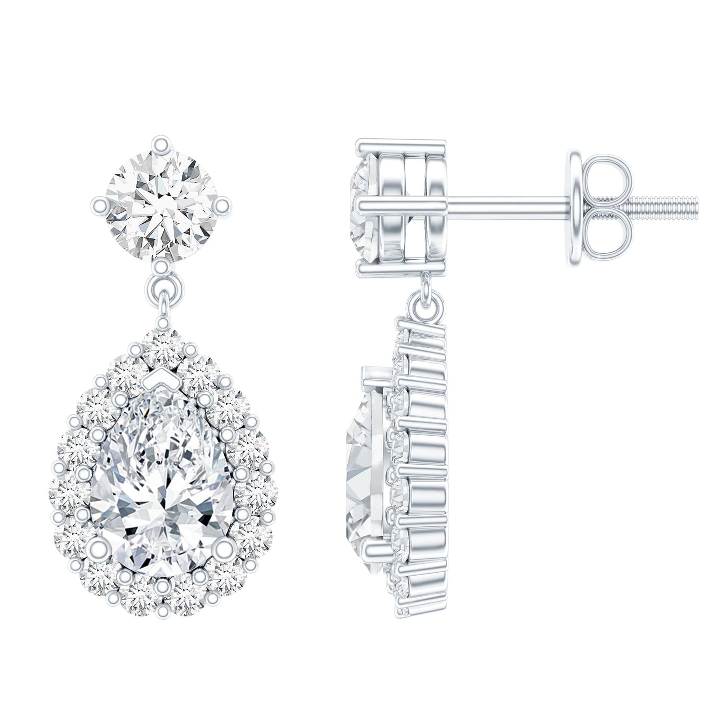 2.50 CT Moissanite Teardrop Bridal Earrings in Silver
