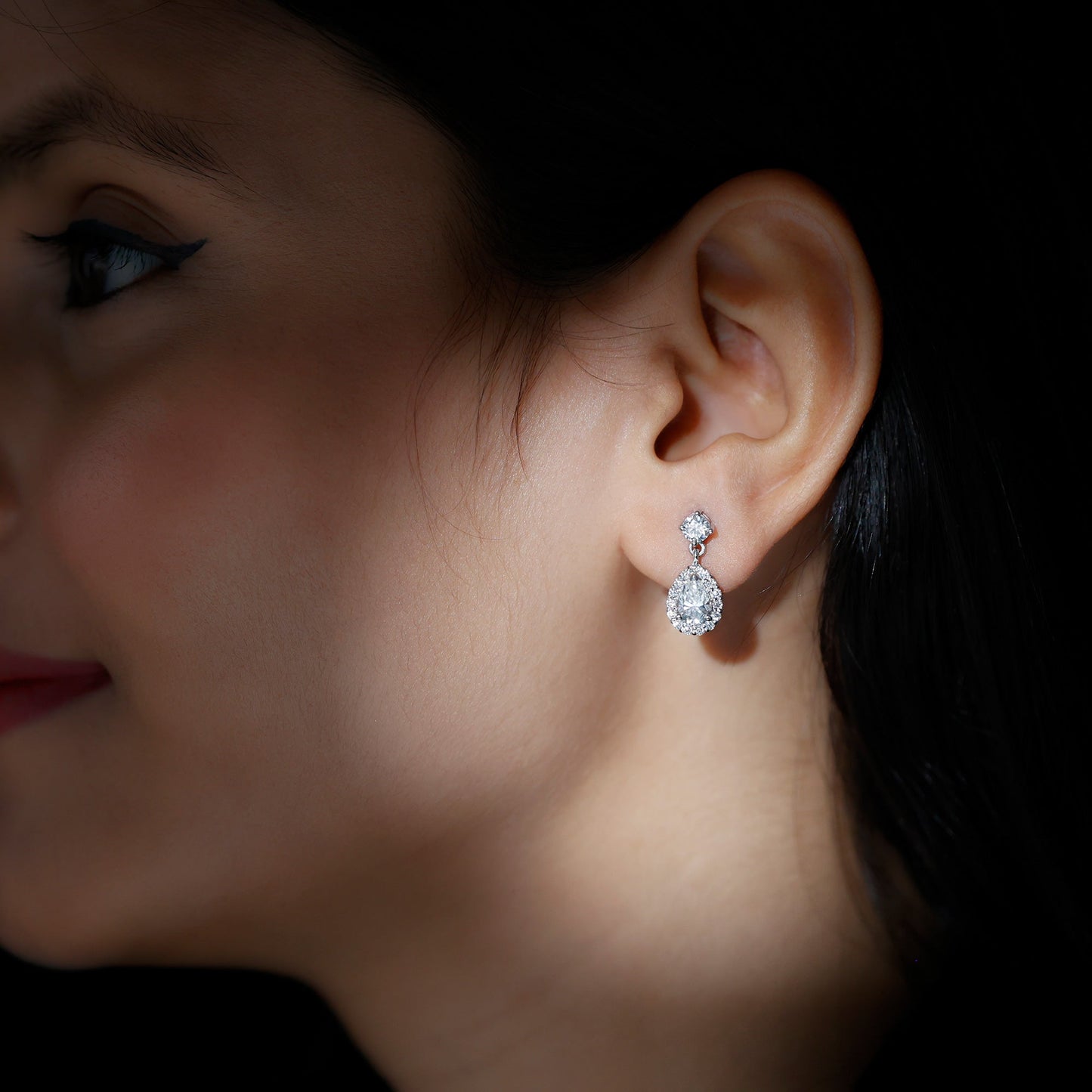 2.50 CT Moissanite Teardrop Bridal Earrings in Silver