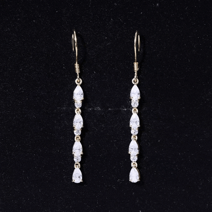 Pear and Round Cut Moissanite Dangle Earrings with Fish Hook