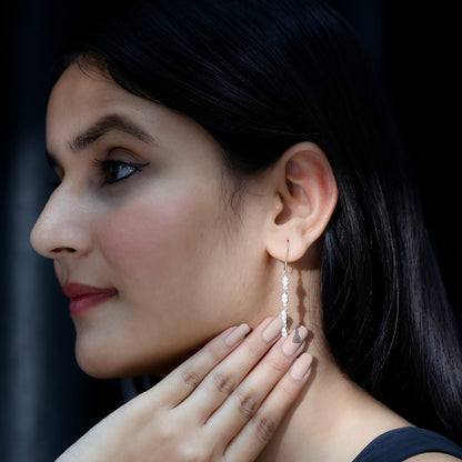 Pear and Round Cut Moissanite Dangle Earrings with Fish Hook