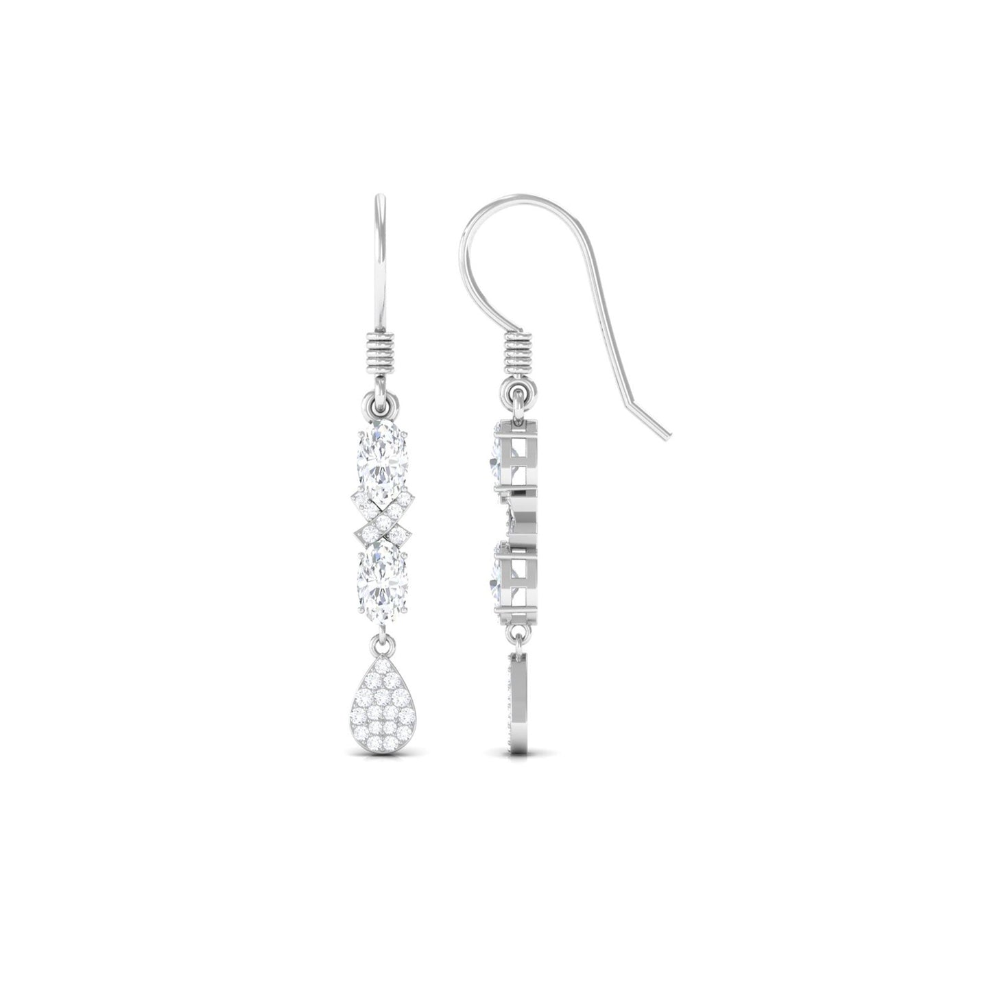 Round and Oval Cut Moissanite Dangle Earrings
