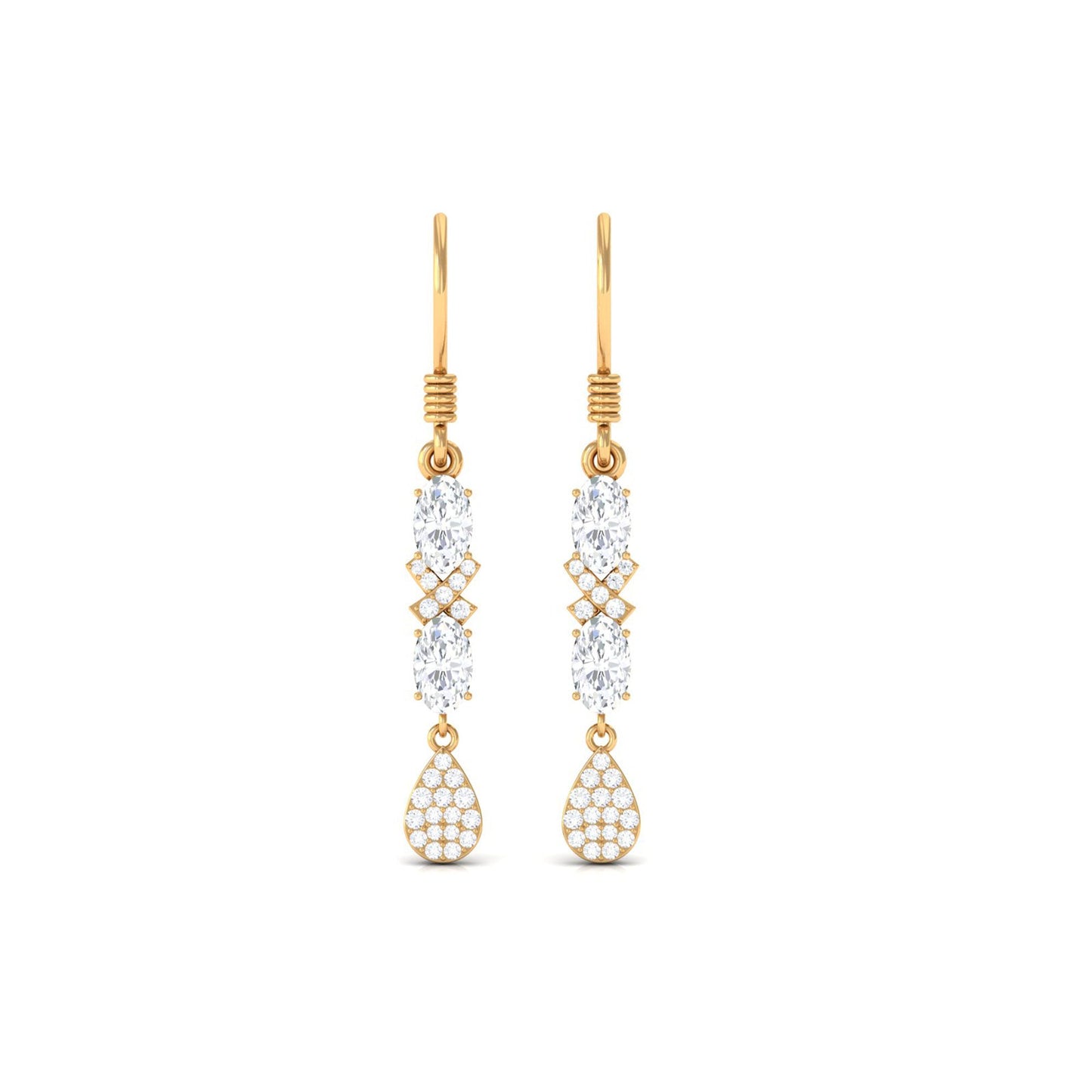 Round and Oval Cut Moissanite Dangle Earrings