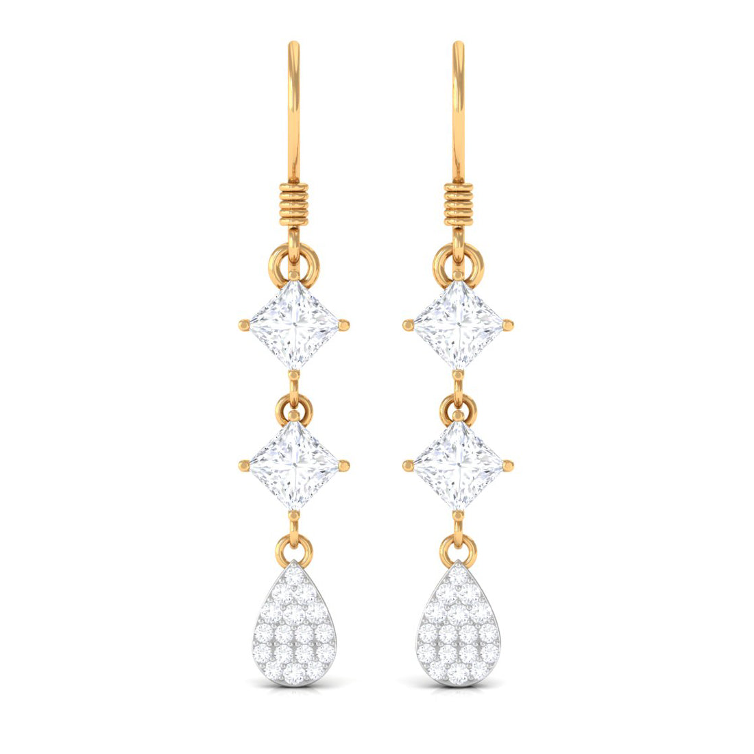 Certified Moissanite Dangle Earrings with Fish Hook