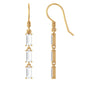 Certified Baguette Moissanite 3 Stone Dangle Earrings with Fish Hook