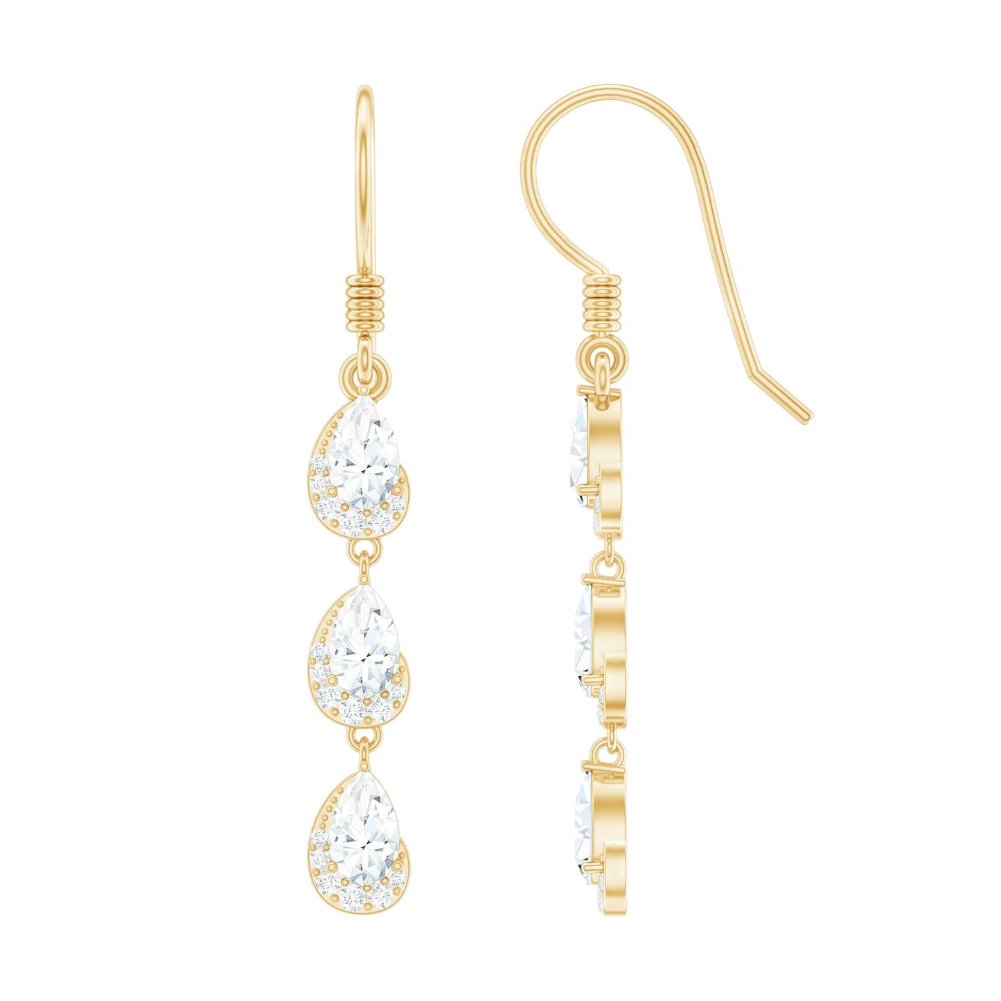 Certified Moissanite Dangling Wedding Earrings for Bride