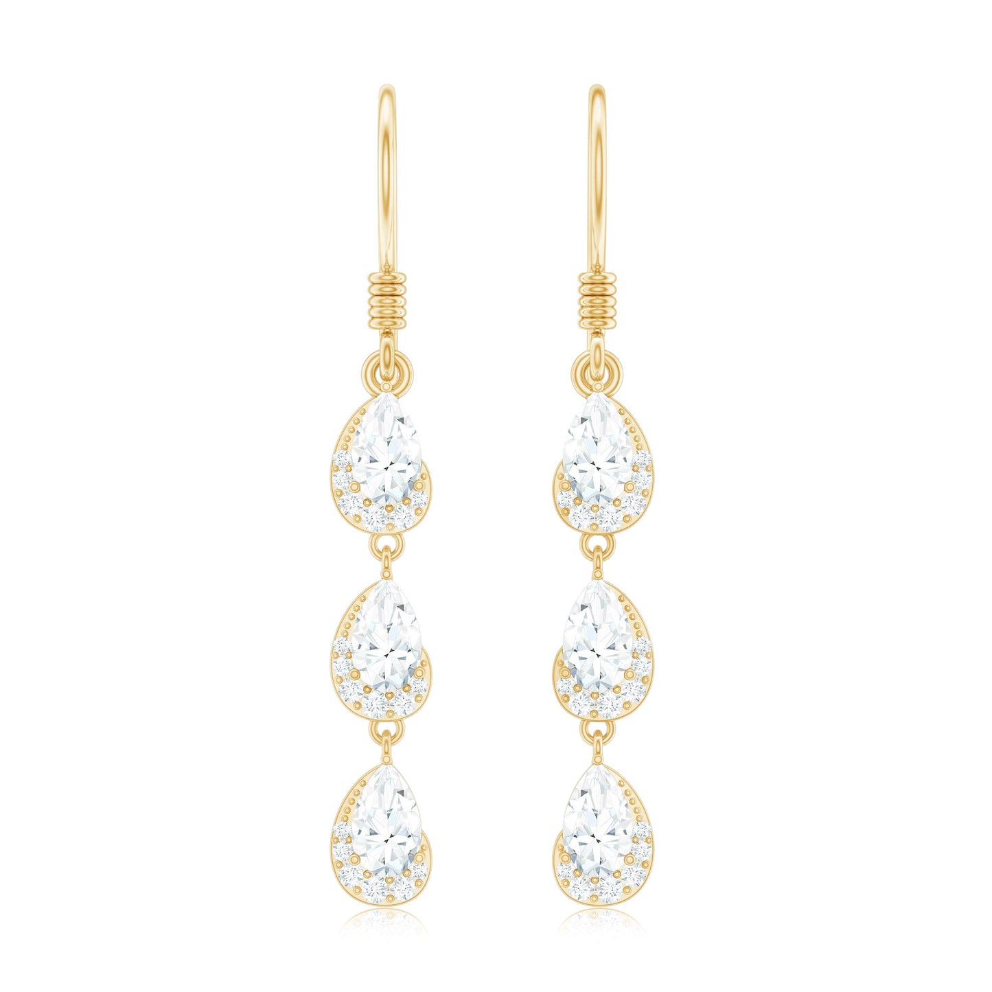 Certified Moissanite Dangling Wedding Earrings for Bride