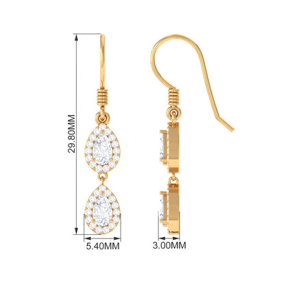Pear and Round Cut Moissanite Dangle Earrings