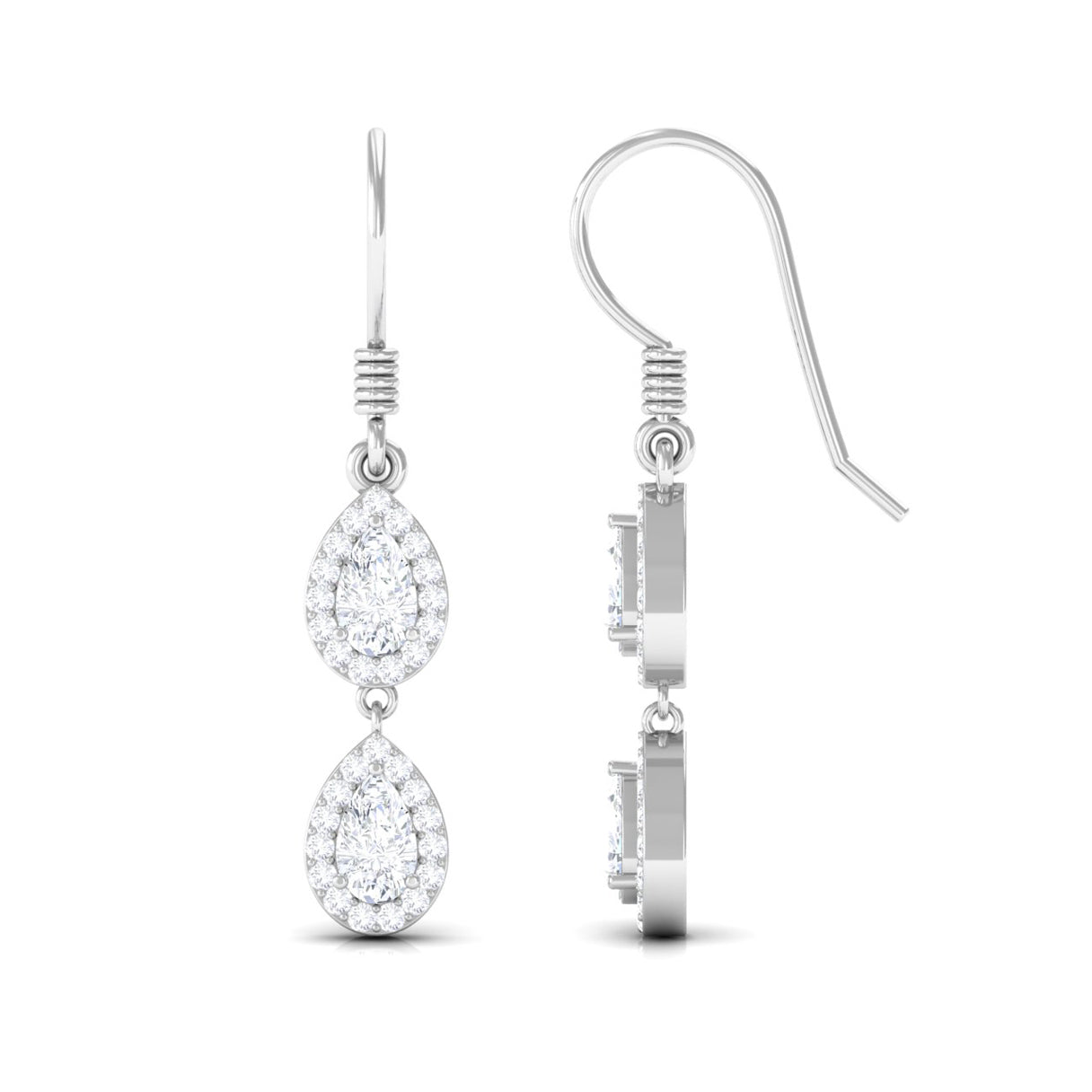Pear and Round Cut Moissanite Dangle Earrings