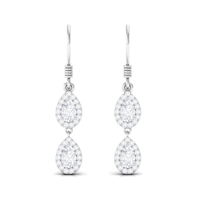 Pear and Round Cut Moissanite Dangle Earrings