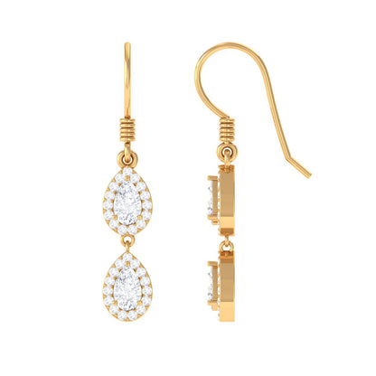 Pear and Round Cut Moissanite Dangle Earrings