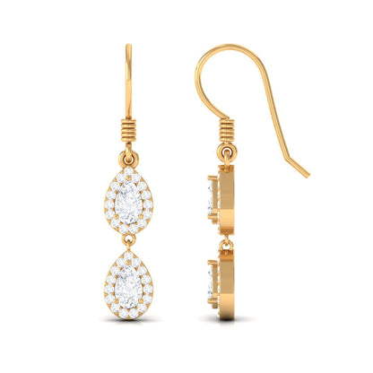 Pear and Round Cut Moissanite Dangle Earrings