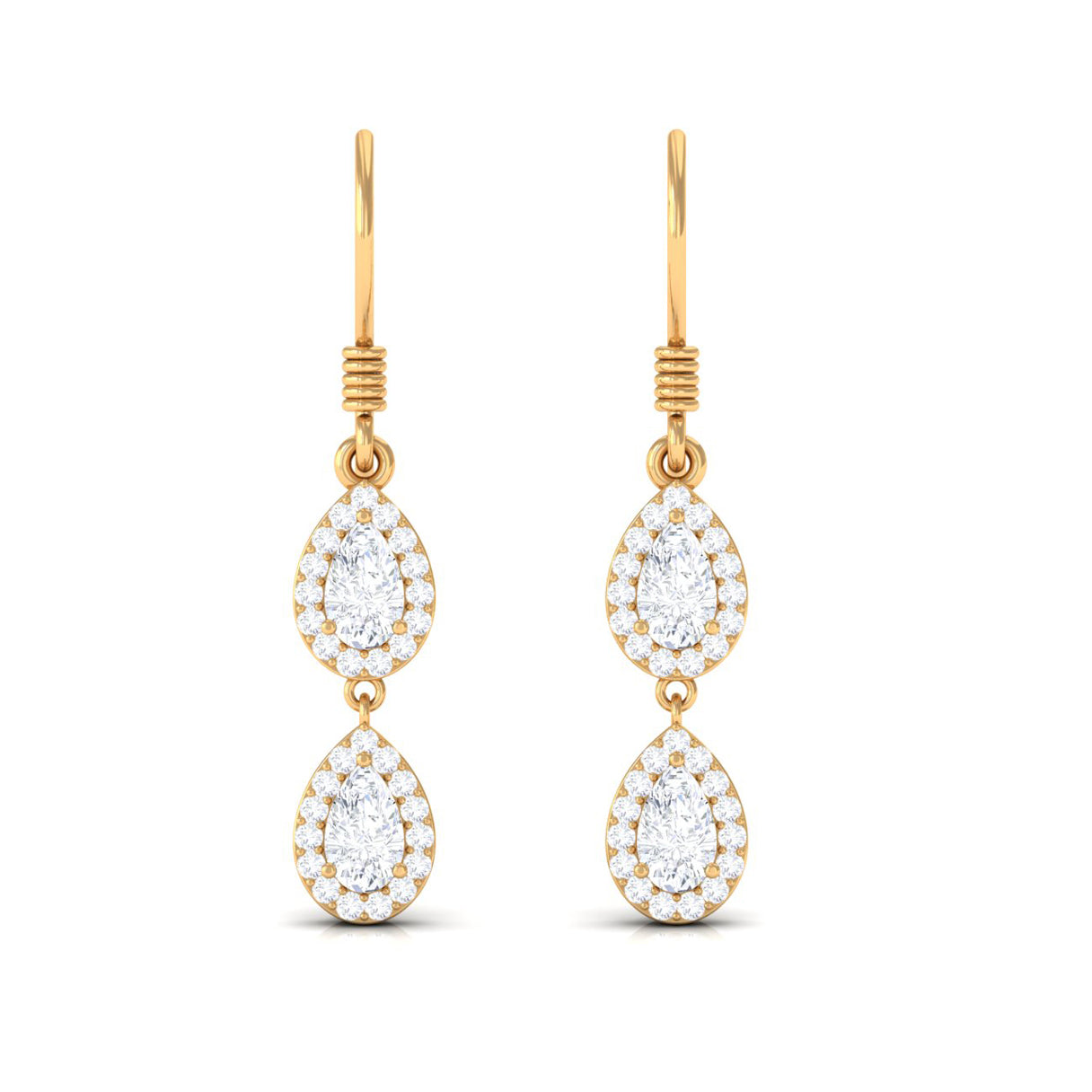 Pear and Round Cut Moissanite Dangle Earrings