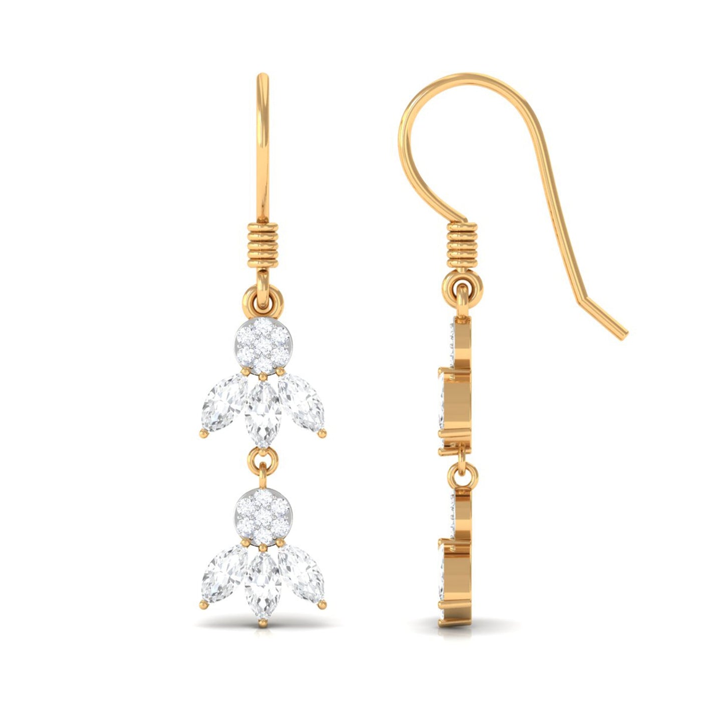 Certified Moissanite Dangling Earrings with Fish Hook