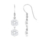 Certified Moissanite Double Flower Dangle Earrings with Fish Hook