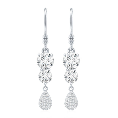 1 Carat Moissanite Dangle Earrings with Fish Hook