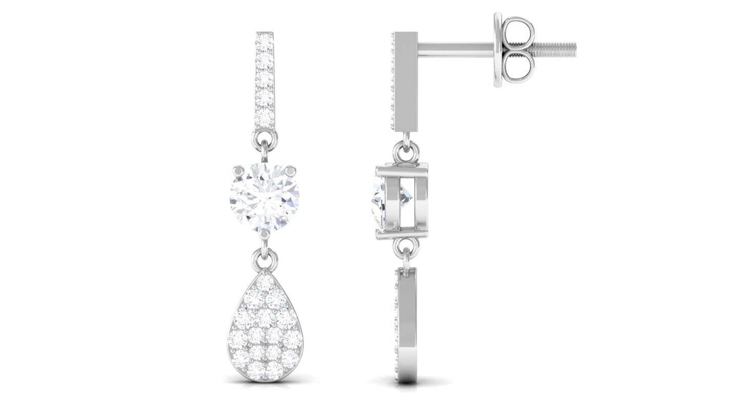 Round Cut Moissanite Classic Dangle Drop Earrings