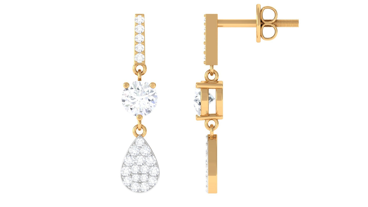 Round Cut Moissanite Classic Dangle Drop Earrings