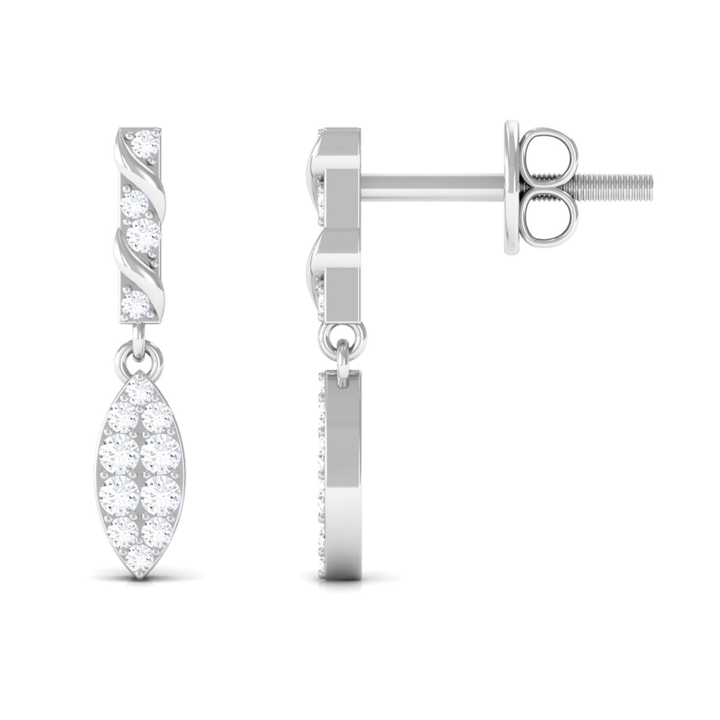 Certified Moissanite Leaf Dangle Drop Earrings